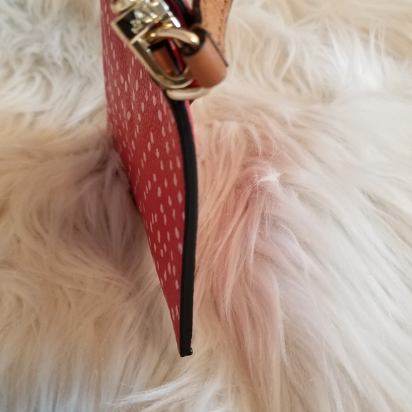 DVF Red and Pink Polka Dot Leather Envelope Wristlet - Picture 7 of 15